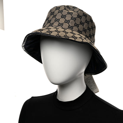 Gucci Monogram Bob Double Back Reversible Bucket Hat S Beige Midnight Blue 9 of 14