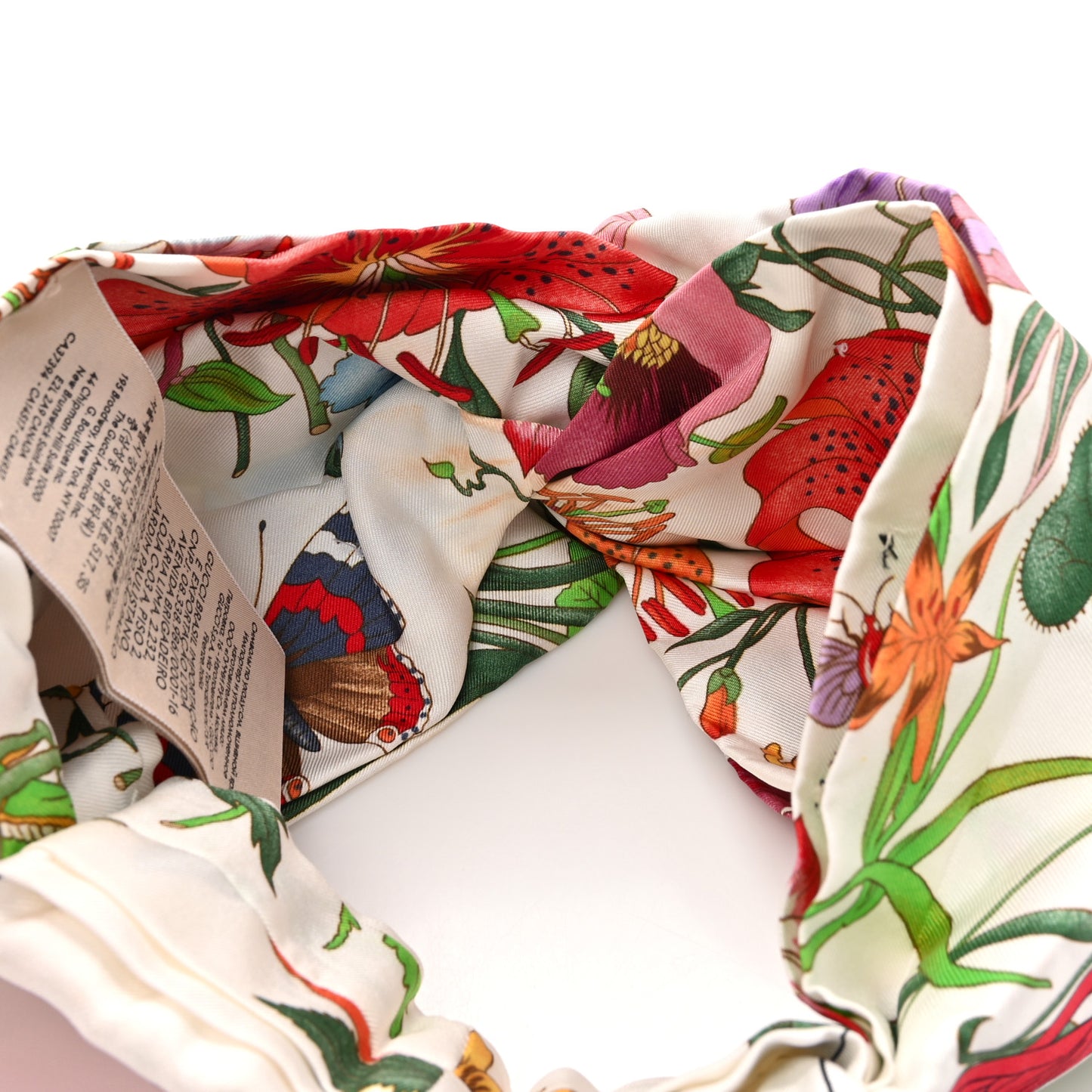 Silk Floral Headband S White Multicolor
