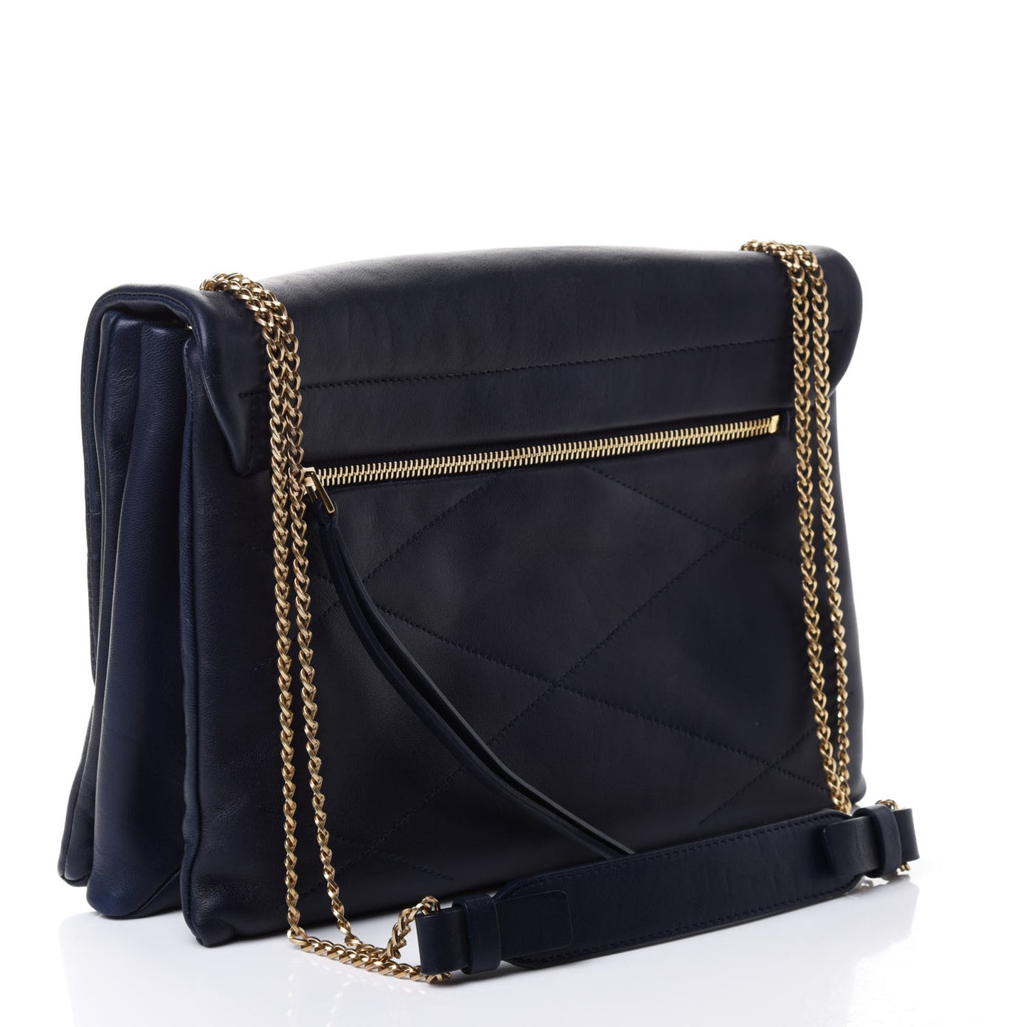 Lambskin Quilted Medium Sugar Flap Shoulder Bag Navy