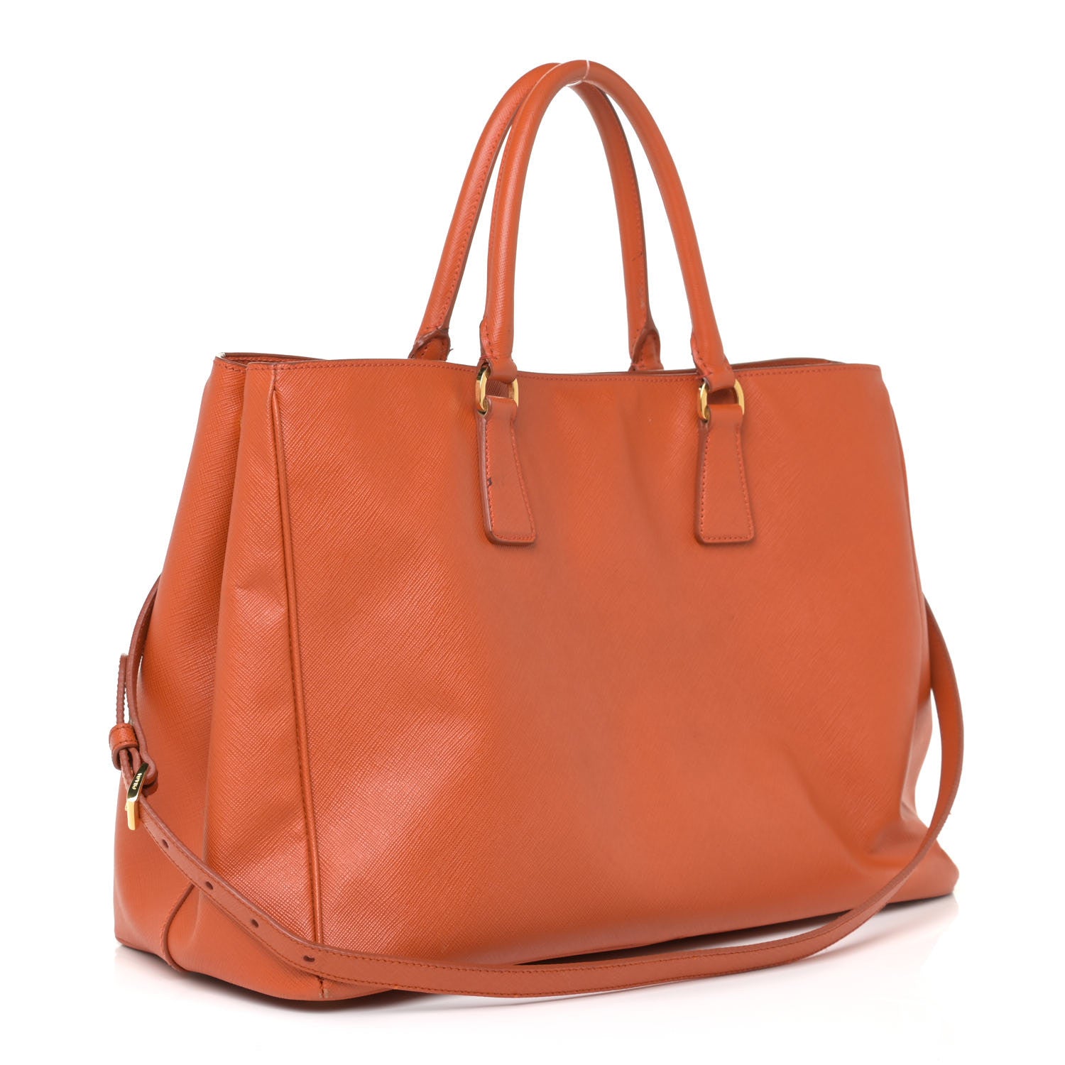 Prada Saffiano Cuir Medium Double Bag Papaya 3 of 19