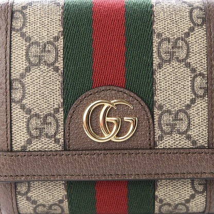 Gucci GG Supreme Monogram Textured Calfskin Web Ophidia Card Case Wallet Beige Ebony New Acero 7 of 8