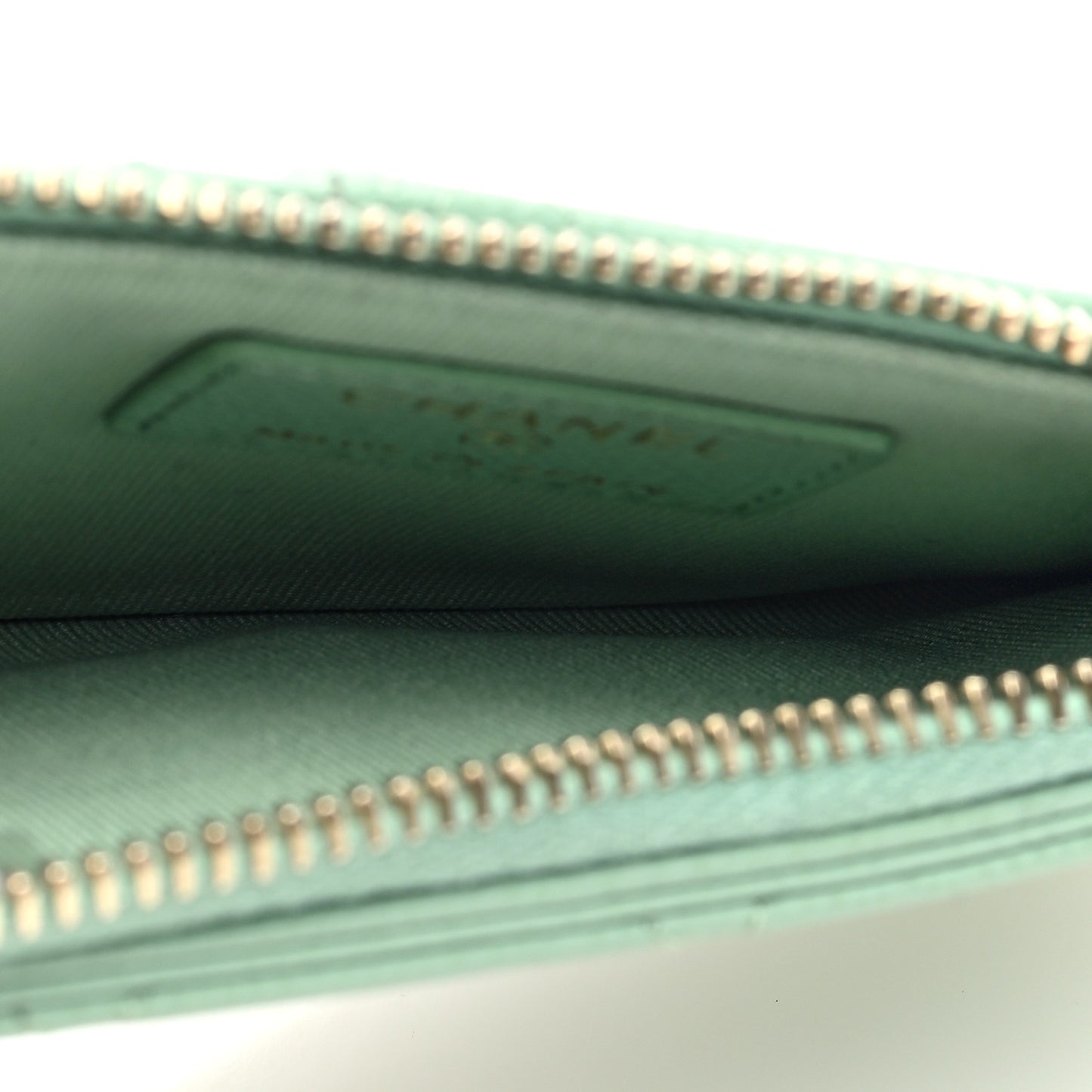 Caviar Quilted Flap Zip Card Holder Light Green