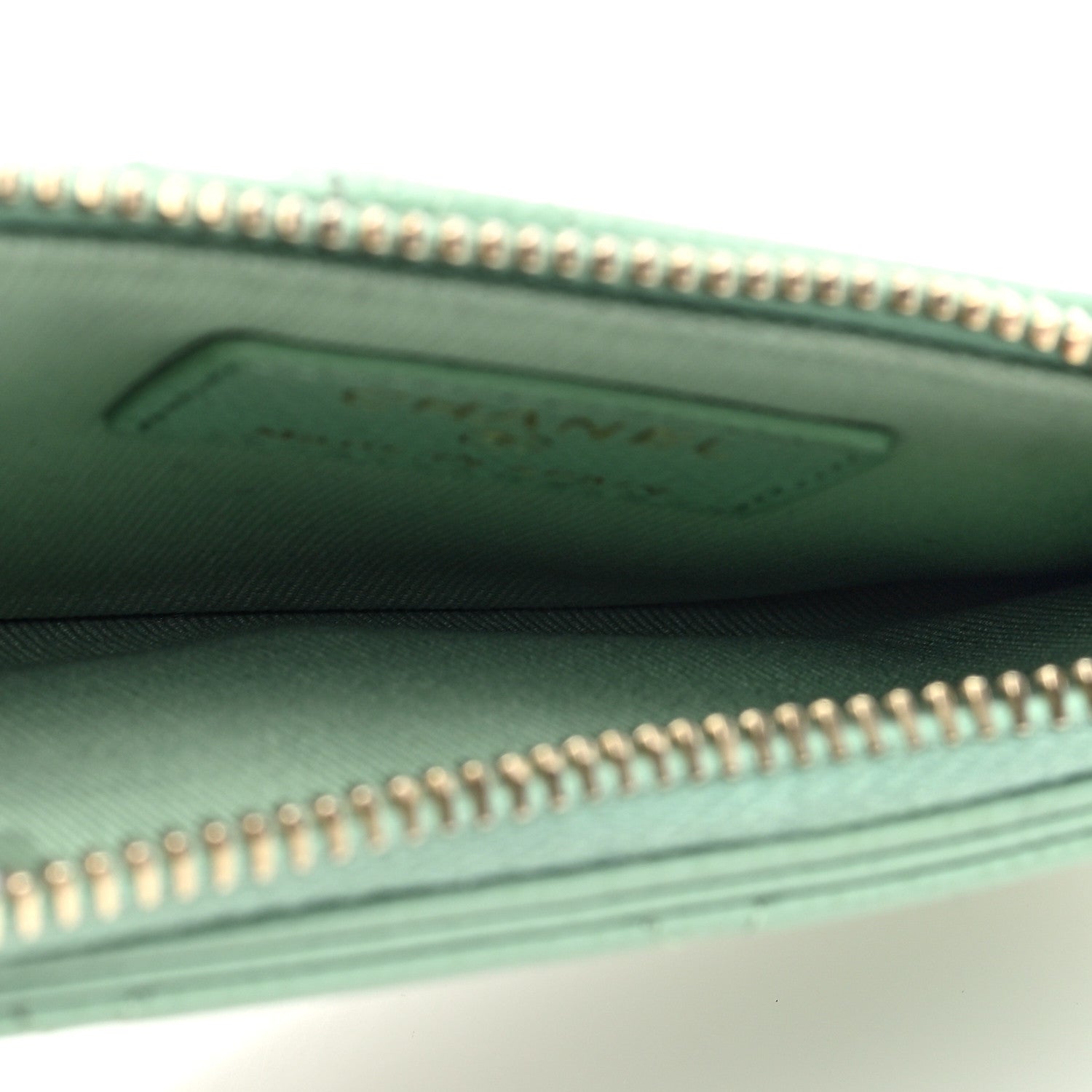 Chanel Caviar Quilted Flap Zip Card Holder Light Green 5 of 7