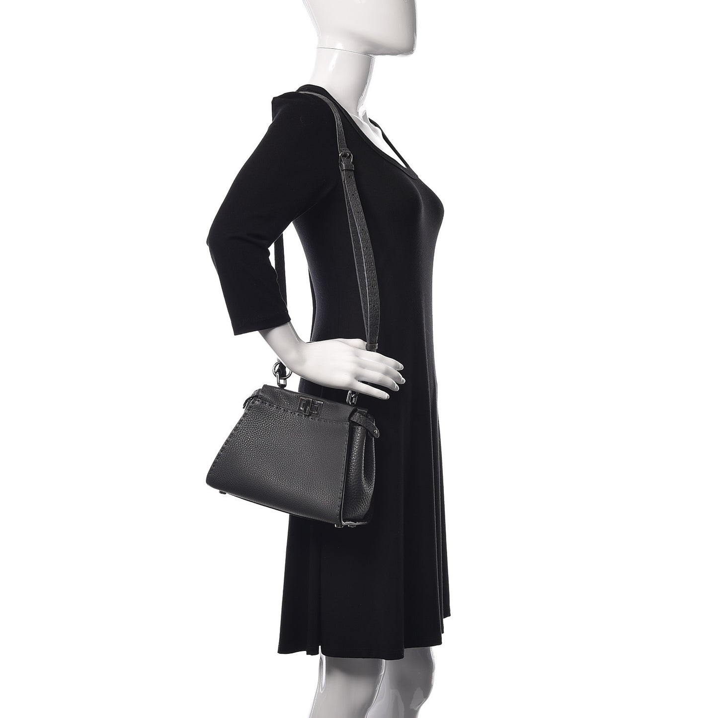 Cuoio Romano Selleria Bi-Color Mini Peekaboo Iconic Satchel Asfalto Latte