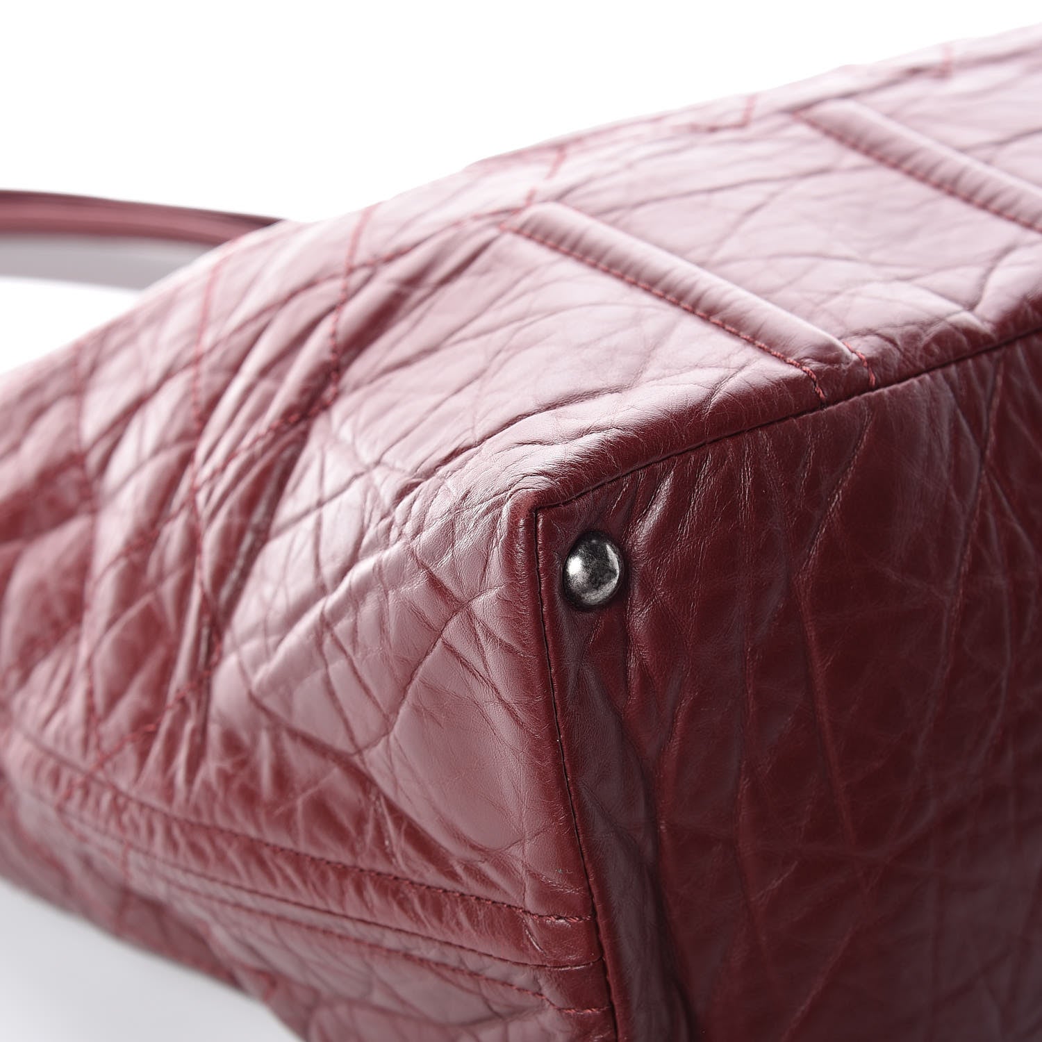 Chanel Aged Calfskin Large Shopping In Moscow Tote Burgundy 11 of 13