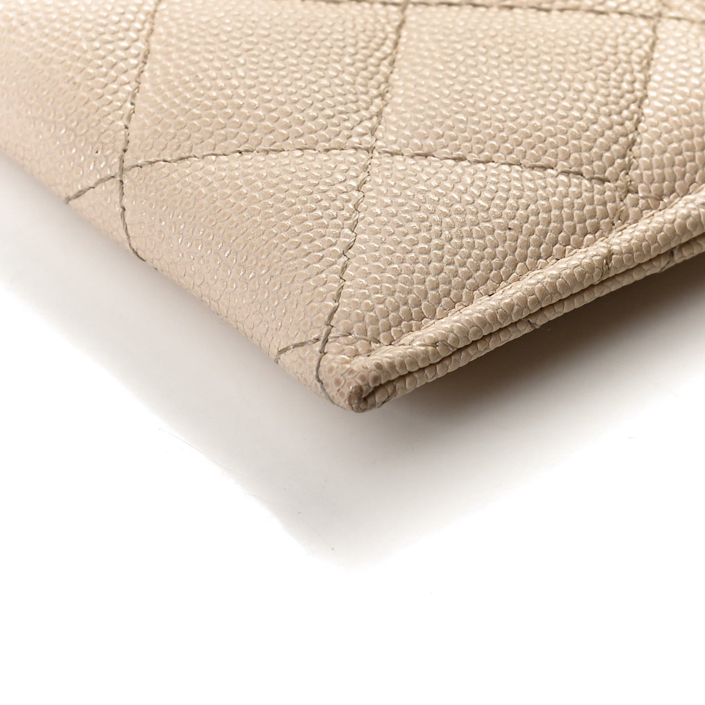 Caviar Quilted Card Holder Light Beige