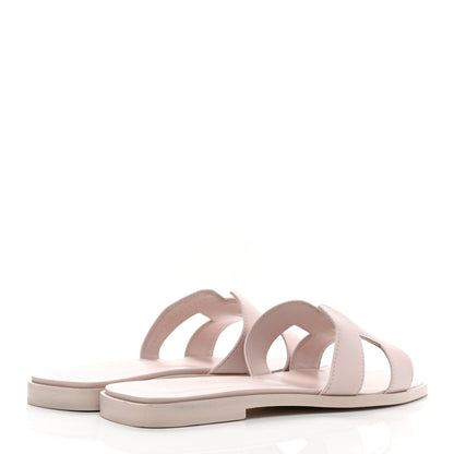 Hermes Box Calfskin Oran Sandals 37 Rose Pale 4 of 8