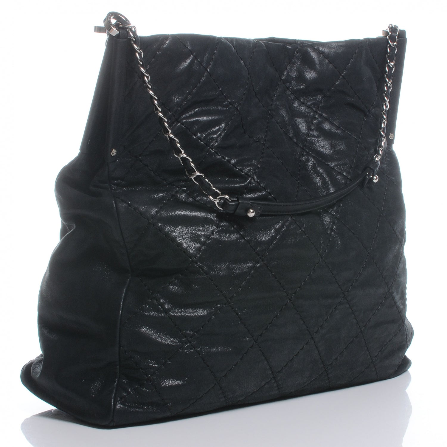 Chanel Iridescent Calfskin Large Sea Hit North South Tote Black 3 of 8