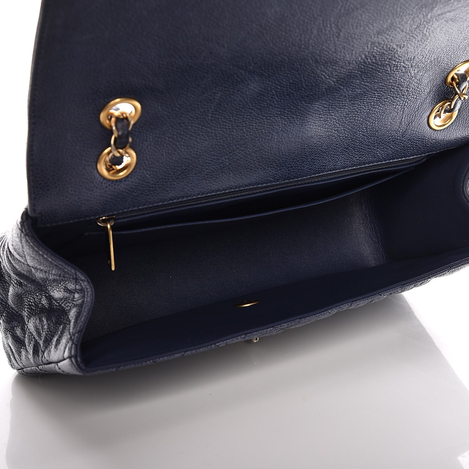 Chanel Crumpled Grained Calfskin Flap Navy Blue 5 of 13
