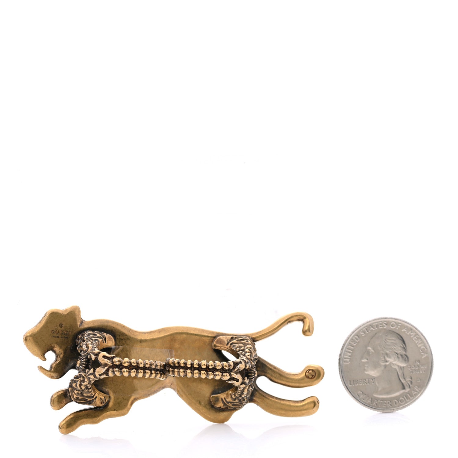 Gucci Crystal Tiger Multi-Finger Ring Gold Green 3 of 7