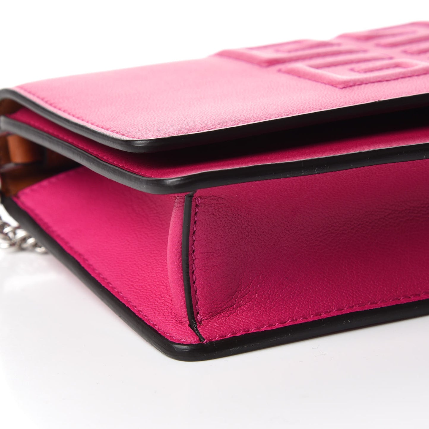 Lambskin Emblem Chain Wallet Cyclamen