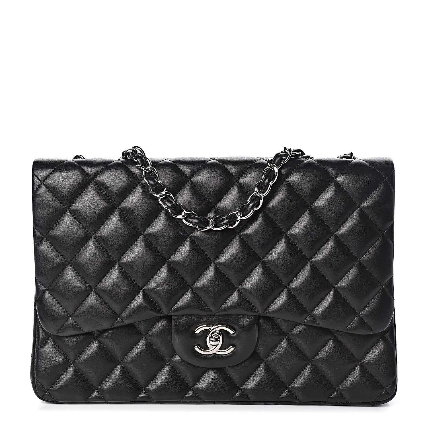 Chanel Lambskin Quilted Jumbo Single Flap Black 1 of 10