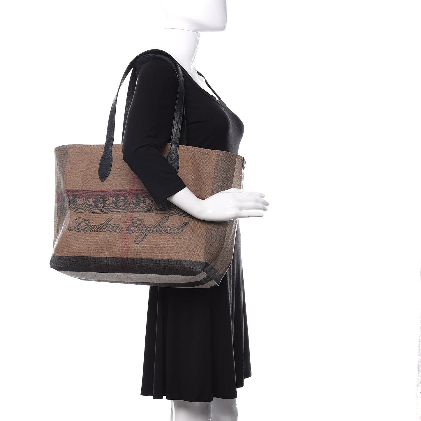 Coated Canvas Mega Check Medium Doodle Tote Black