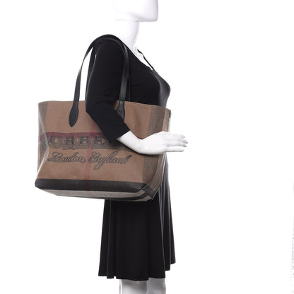 Burberry Coated Canvas Mega Check Medium Doodle Tote Black 2 of 11
