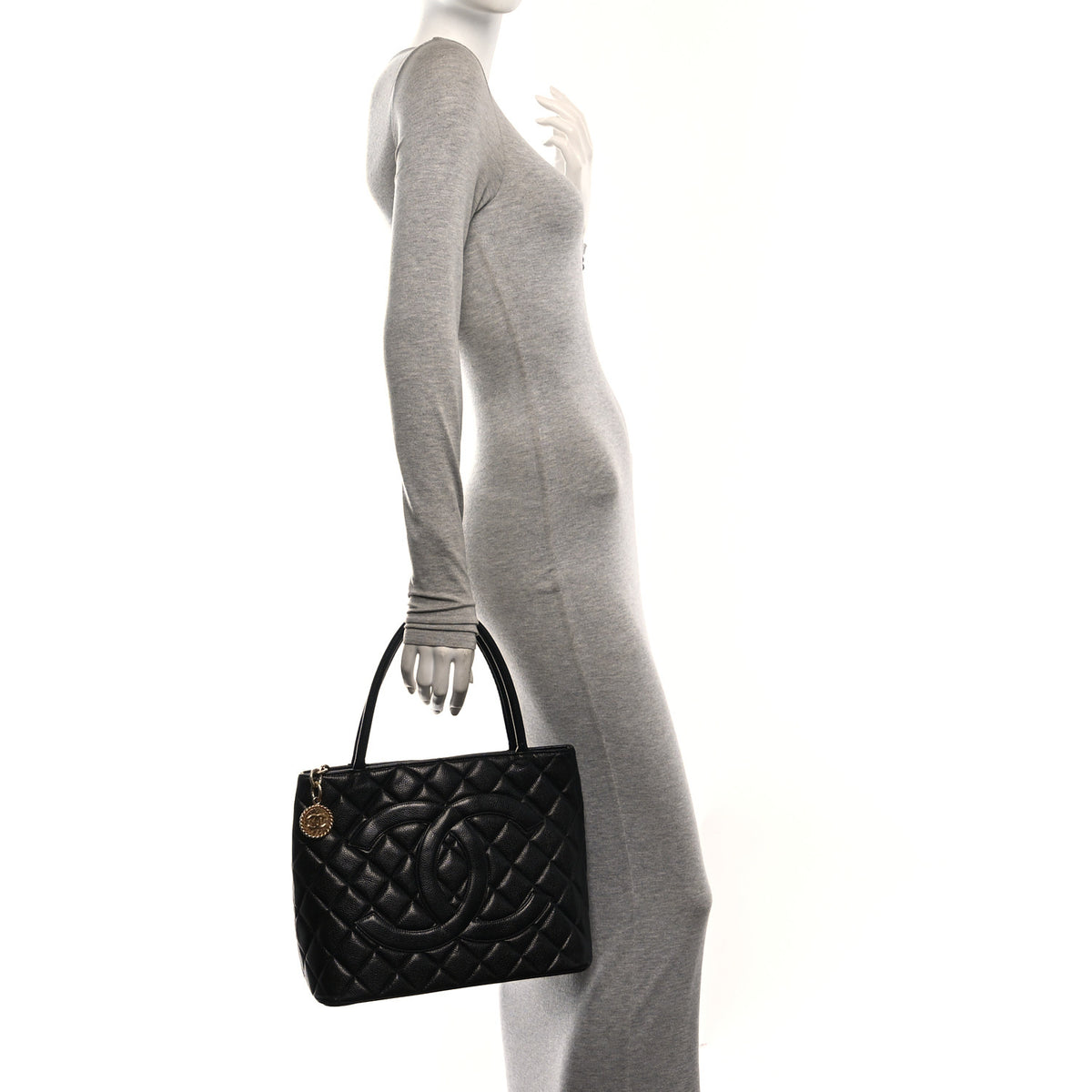 Caviar Quilted Medallion Tote Black