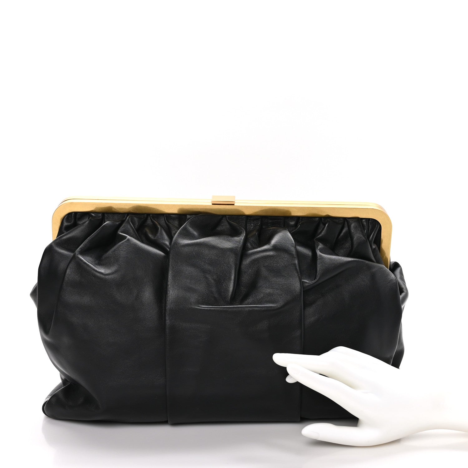 Mansur Gavriel Lambskin Wave Frame Clutch Black 2 of 9