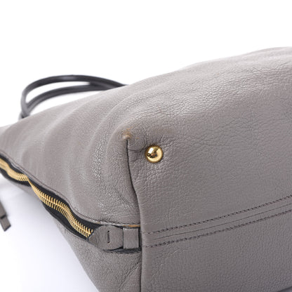 Miu Miu Goatskin Madras Zip Tote Argilla Black 5 of 10