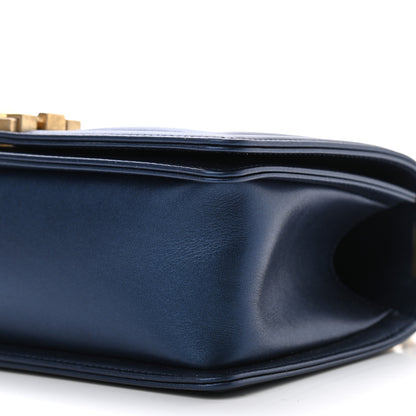 Chanel Metallic Calfskin Quilted Medium Boy Flap Navy Blue 9 of 9