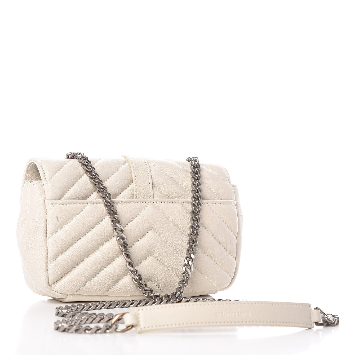 Saint Laurent Sheepskin Matelasse Monogram Classic Baby Chain Bag White 3 of 17