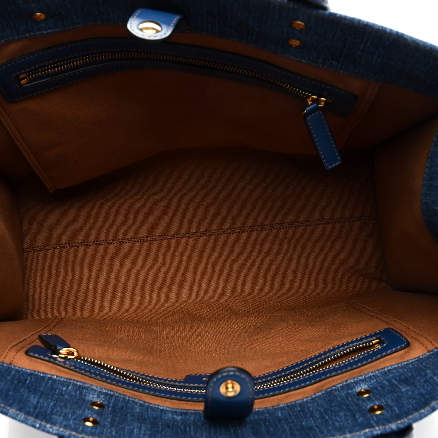 Denim Calfskin La Medusa Tote Bag Blue