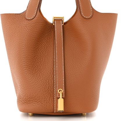 Hermes Taurillon Clemence Picotin Lock 18 PM Gold 8 of 11
