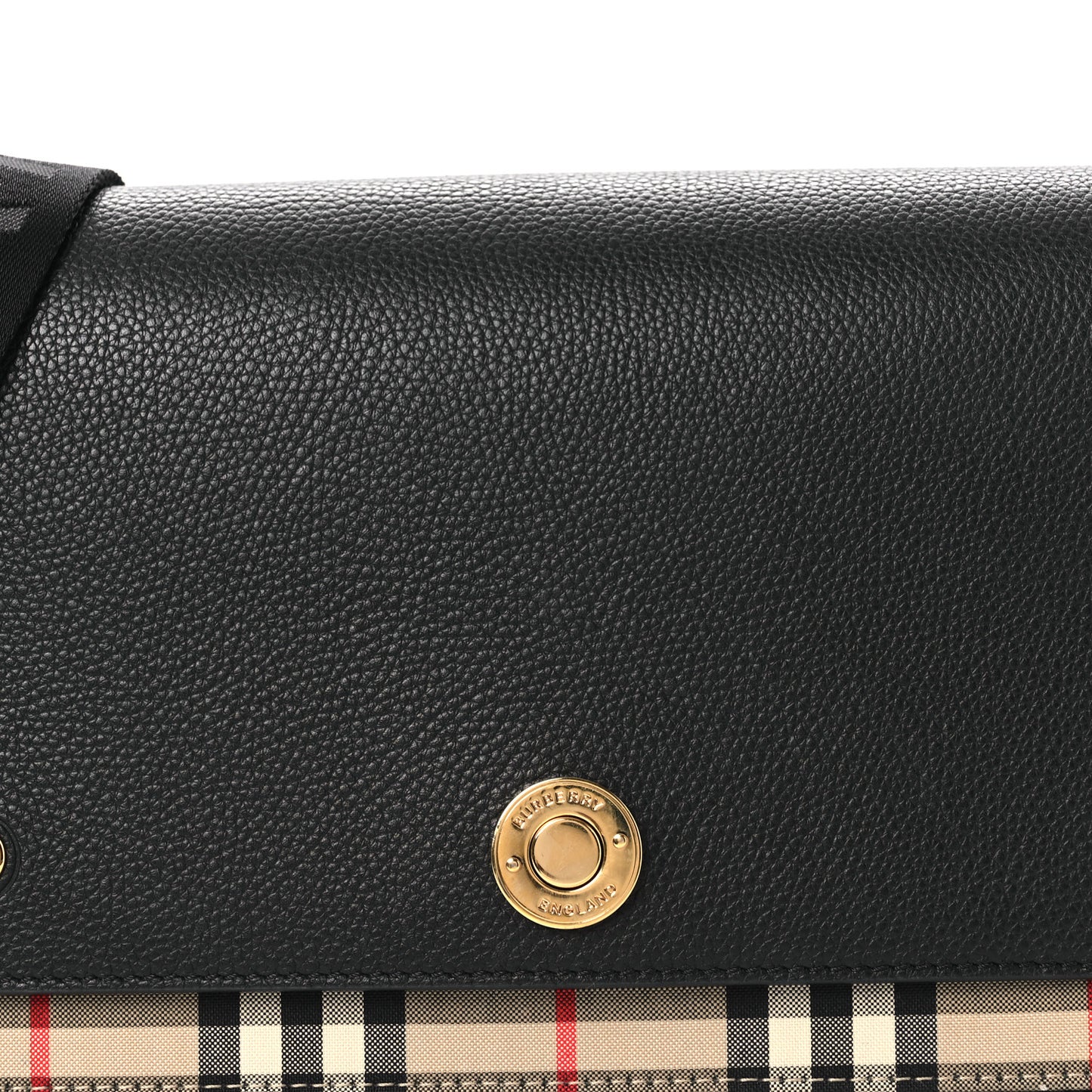Grainy Calfskin Vintage Check Note Crossbody Bag Black
