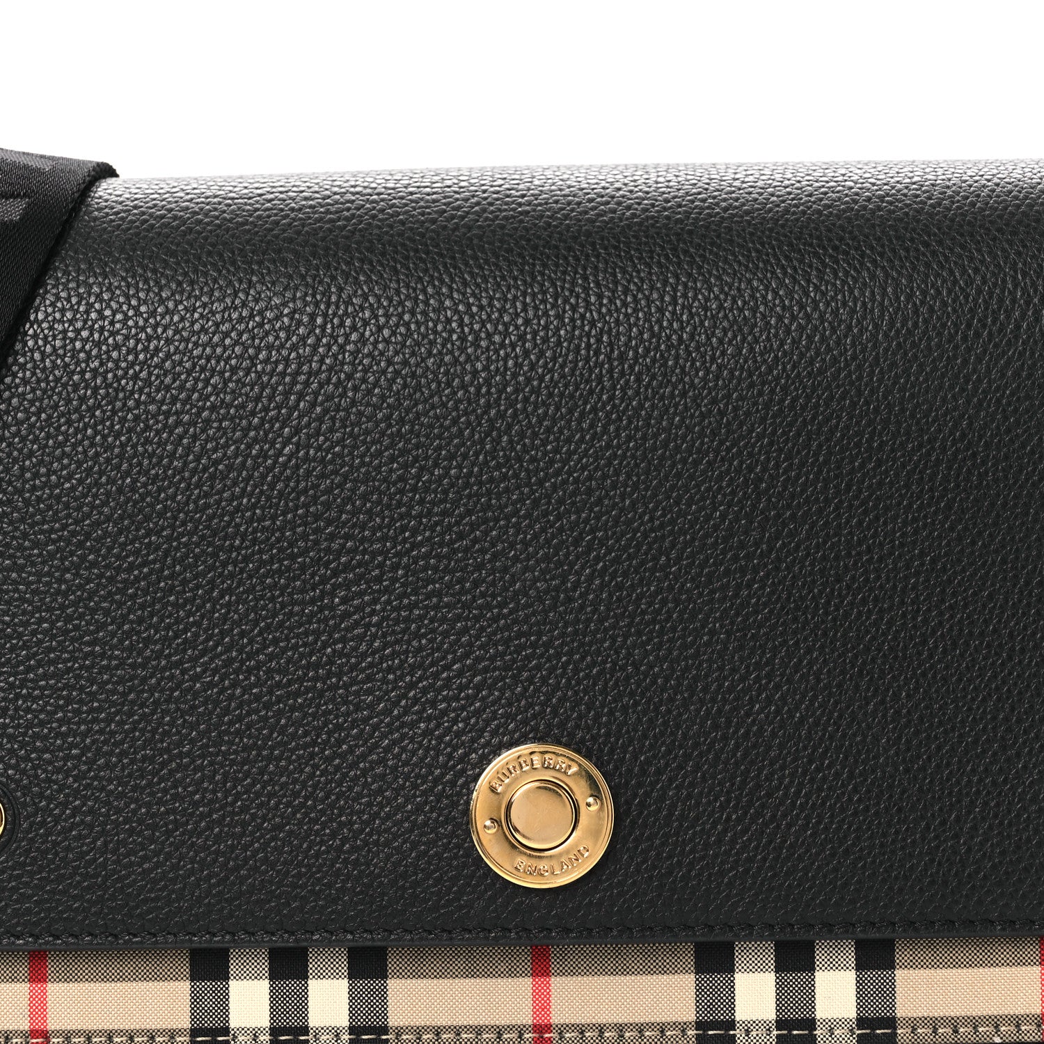 Burberry Grainy Calfskin Vintage Check Note Crossbody Bag Black 7 of 11