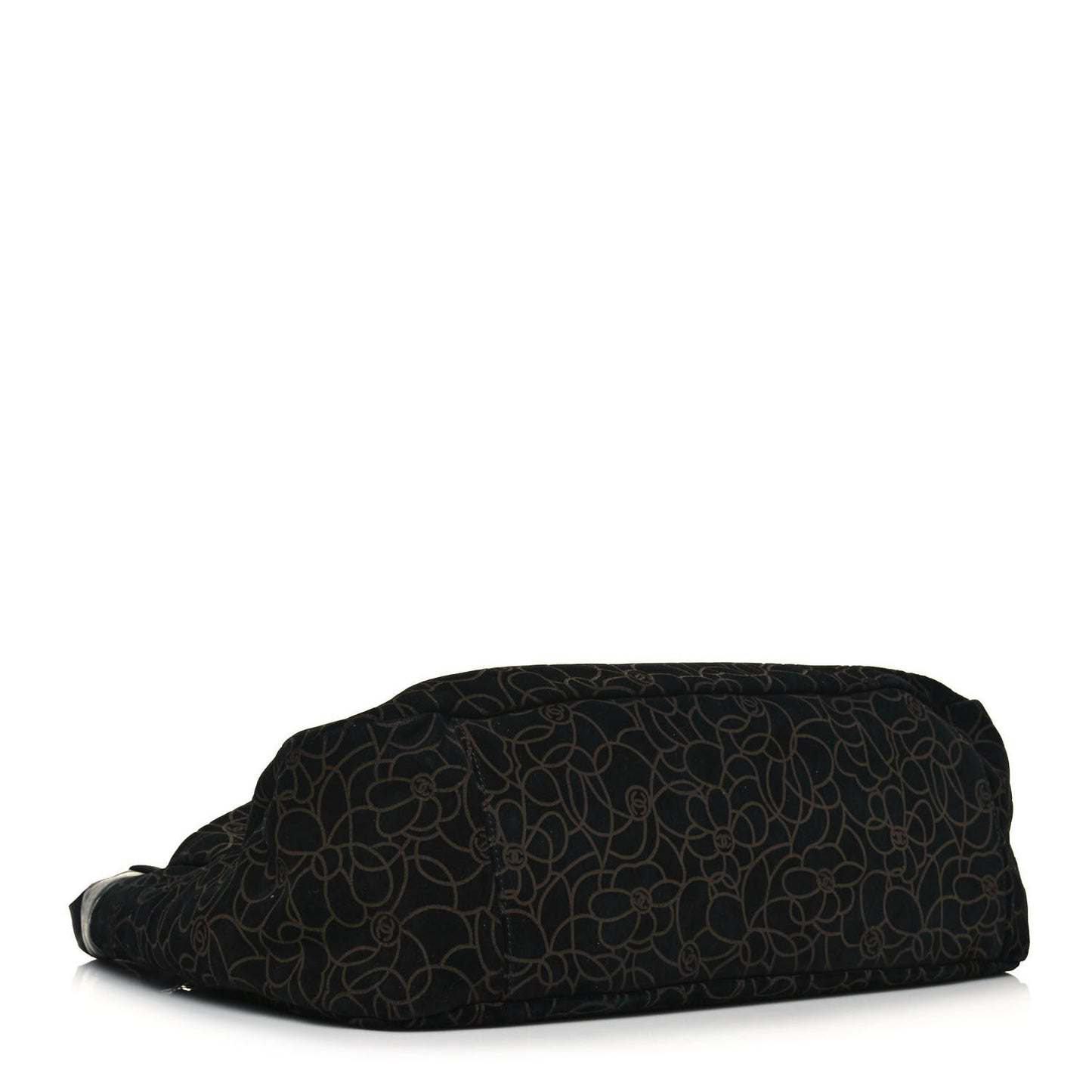 Suede Camellia Hobo Bag Black