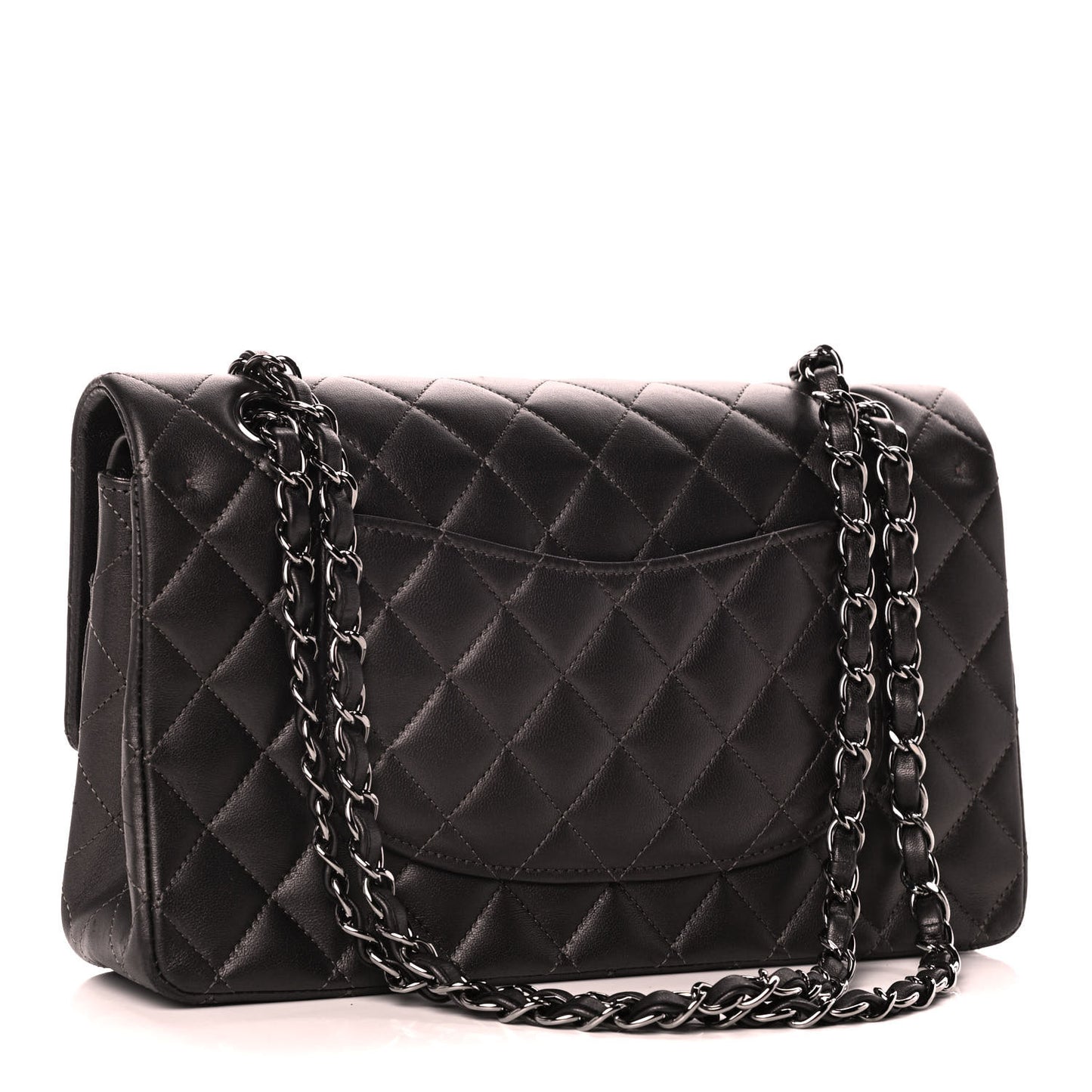 Lambskin Quilted Medium Double Flap So Black