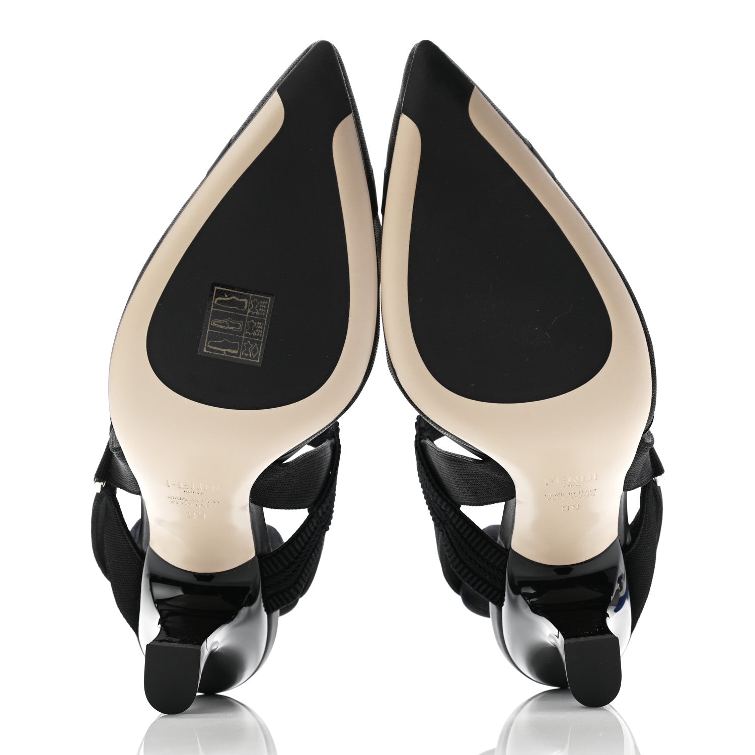 Fendi Technical Mesh FF Colibri 85mm Slingback Pumps 39 Black 9 of 17