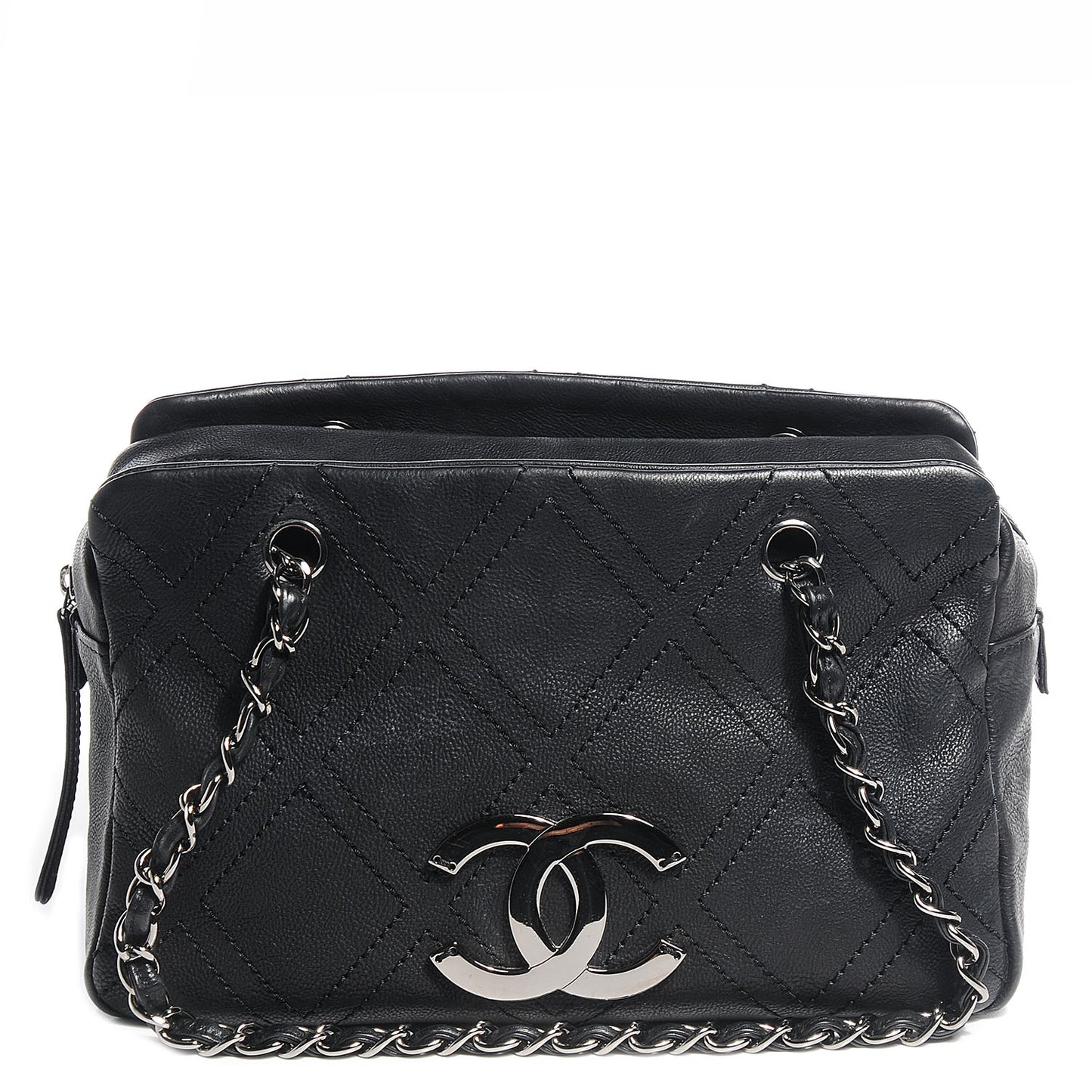 Calfskin Small Diamond Stitch Tote Black