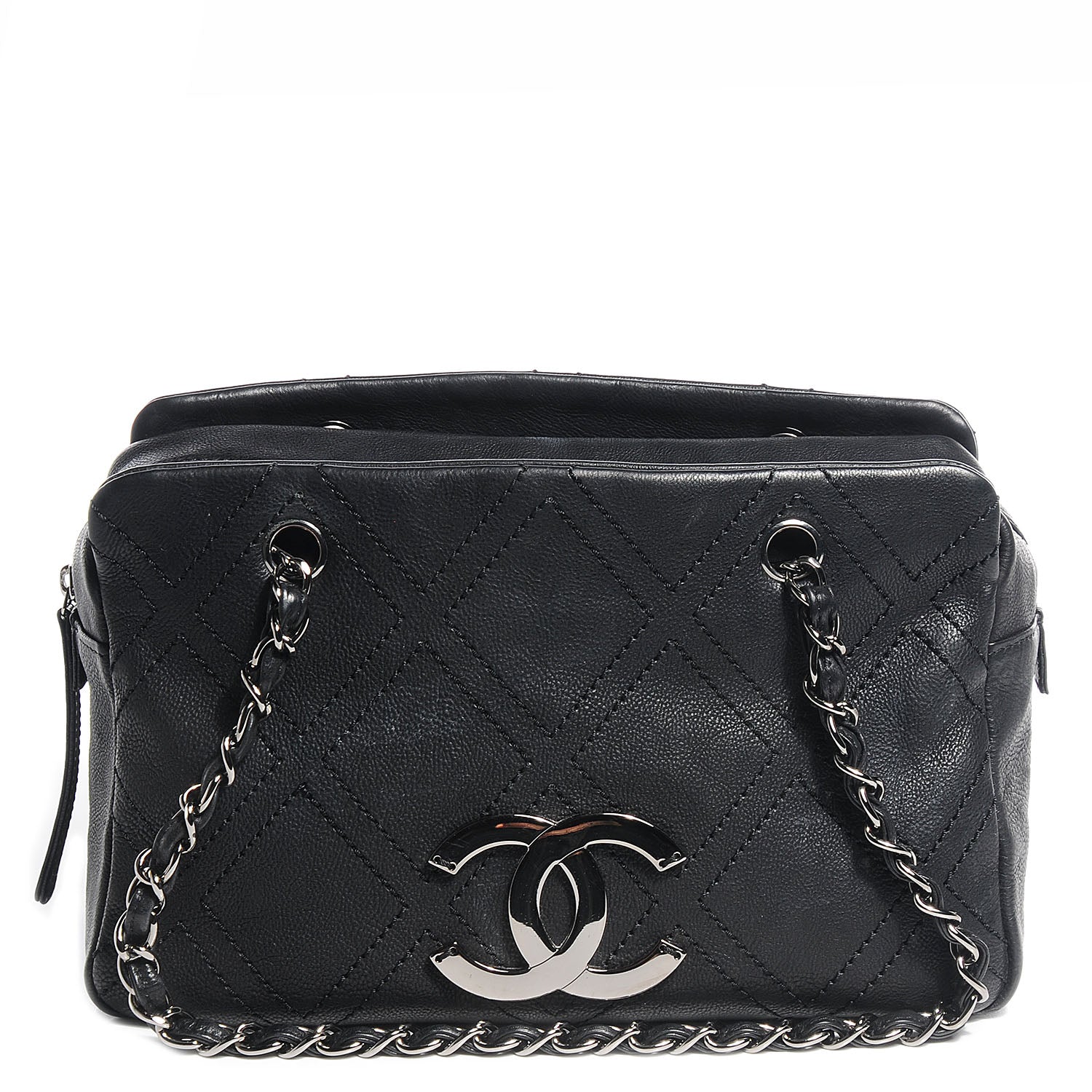 Chanel Calfskin Small Diamond Stitch Tote Black 1 of 7