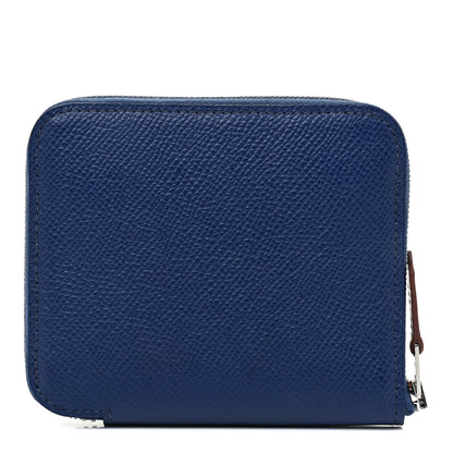 Hermes Epsom Silk'in Compact Wallet Bleu Saphir Bleu Billard Orange Poppy 1 of 12