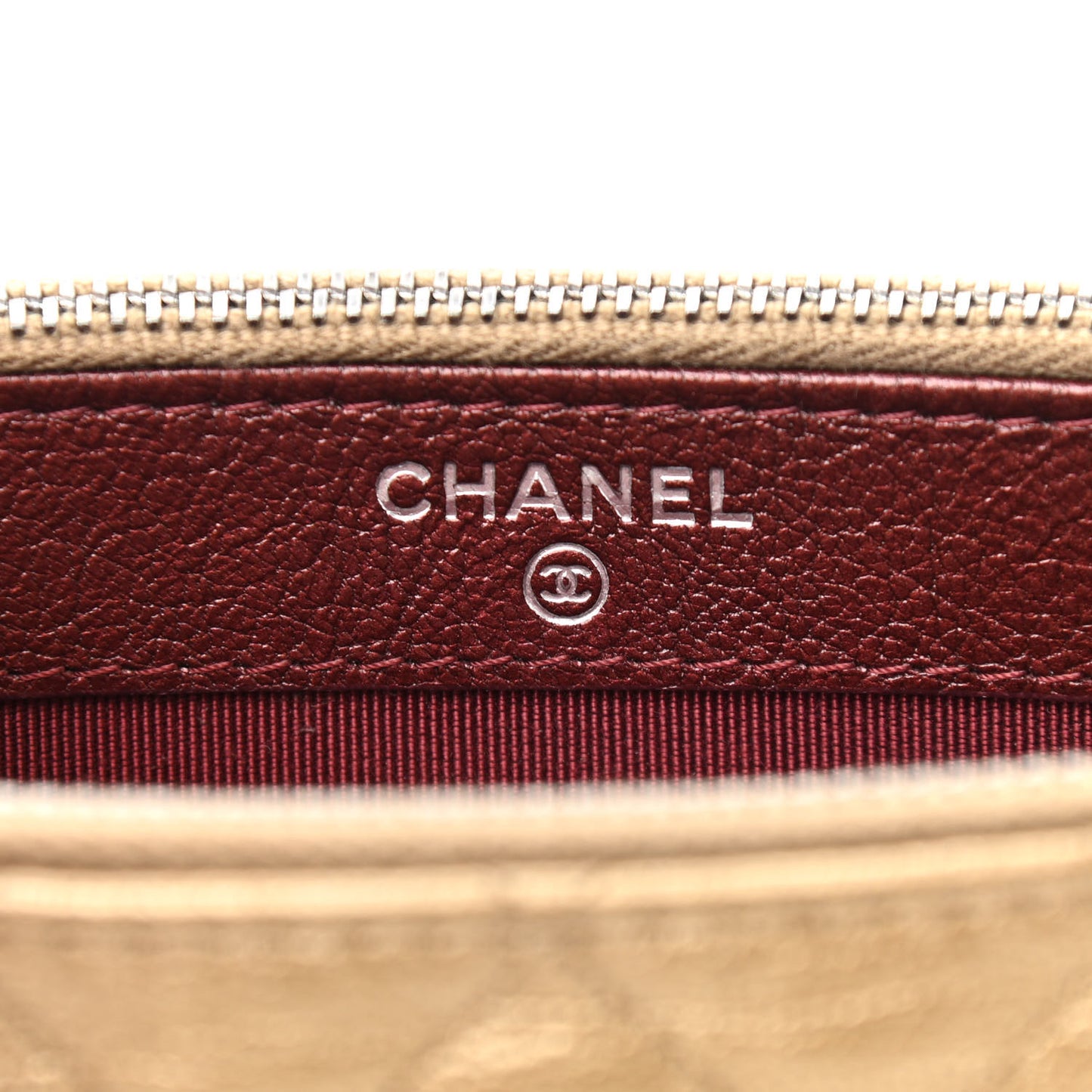 Metallic Goatskin Quilted Small Gabrielle Clutch With Chain Bronze