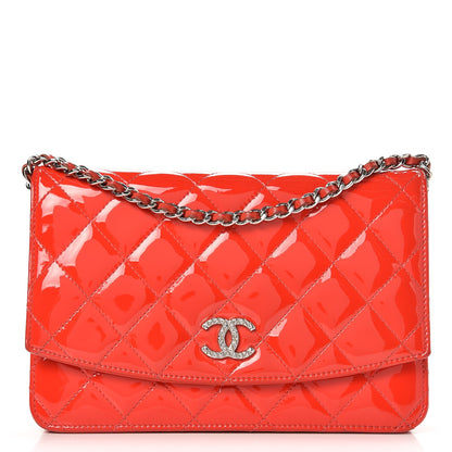 Chanel Patent Quilted Brilliant Wallet On Chain WOC Red 1 of 12