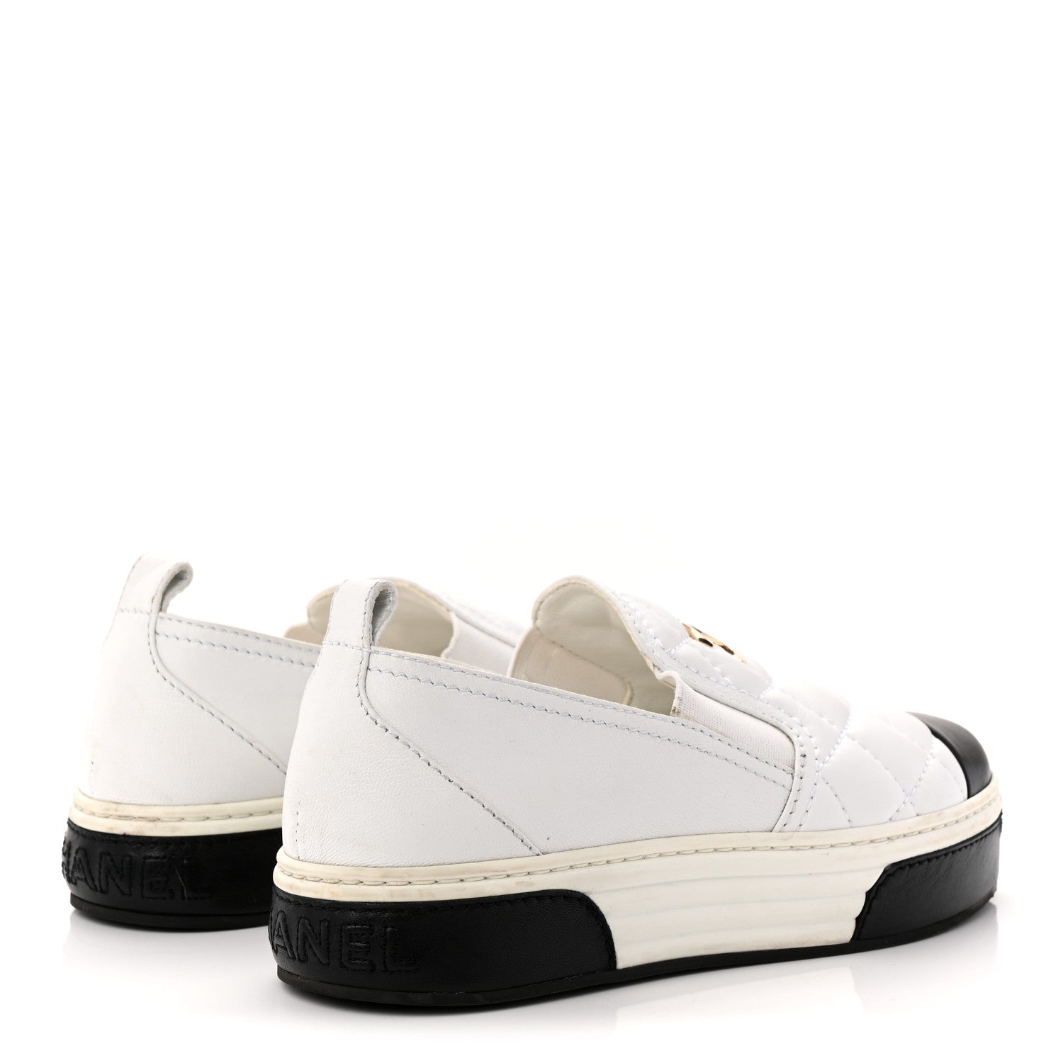 Chanel Lambskin Quilted Womens CC Stroll Sneakers 36 White 4 of 11