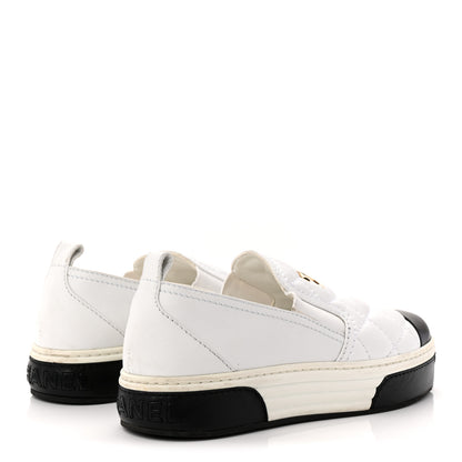 Chanel Lambskin Quilted Womens CC Stroll Sneakers 36 White 4 of 11