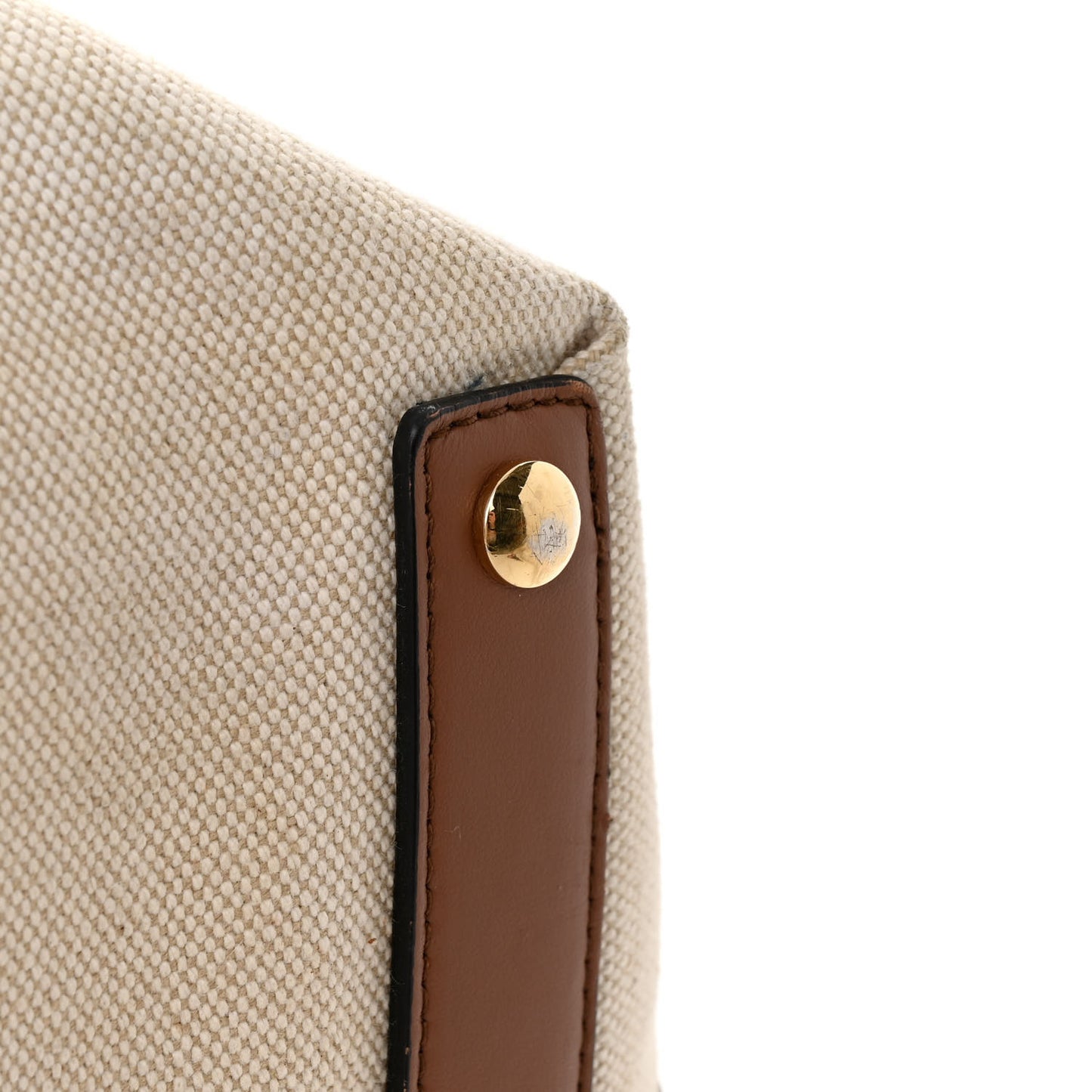 Cotton Canvas Calfskin Large Soft Belted Tote Bag Natural