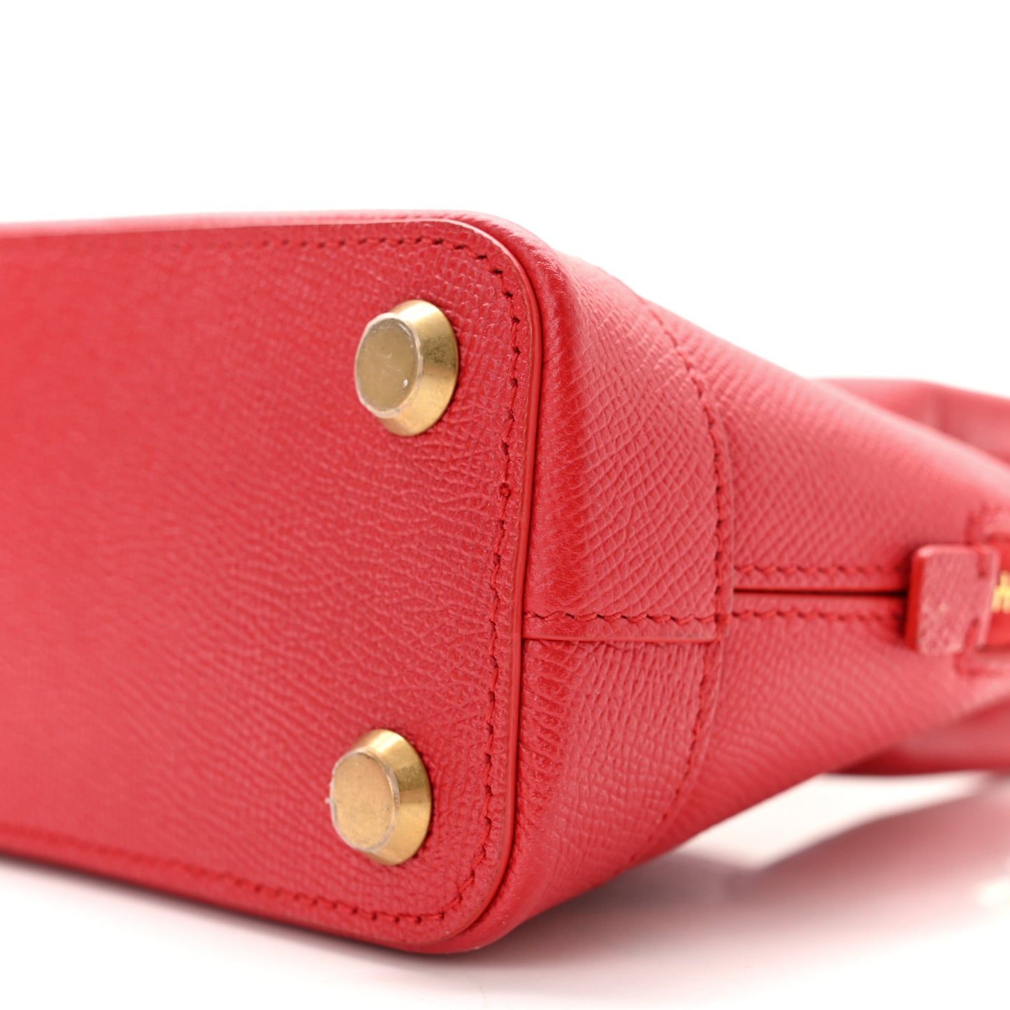 Signature Grained Calfskin Logo XXS Ville Top Handle Bag Rouge Lantern Black