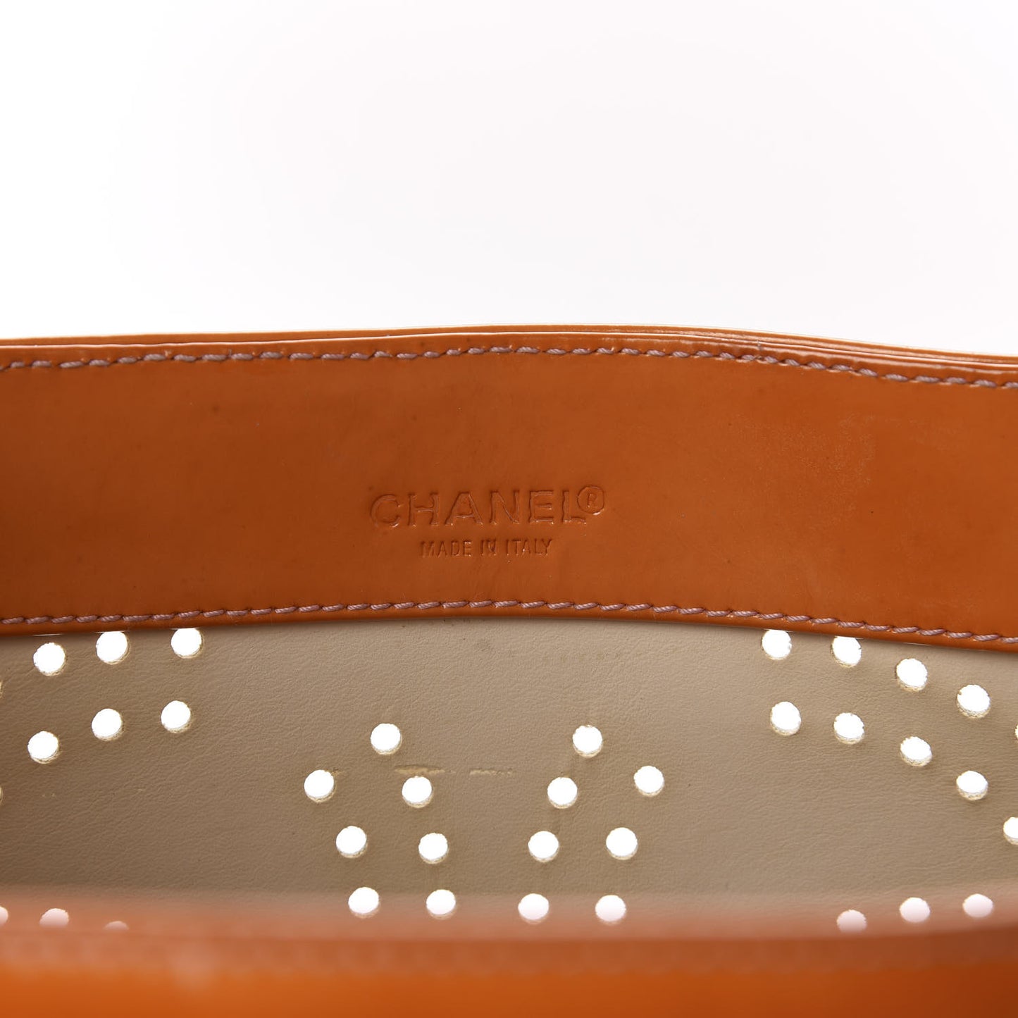Patent Perforated CC Shopping Tote Orange