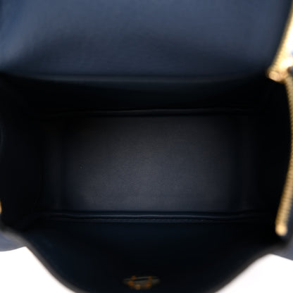 Hermes Taurillon Clemence Mini Lindy 20 Bleu Saphir 5 of 9