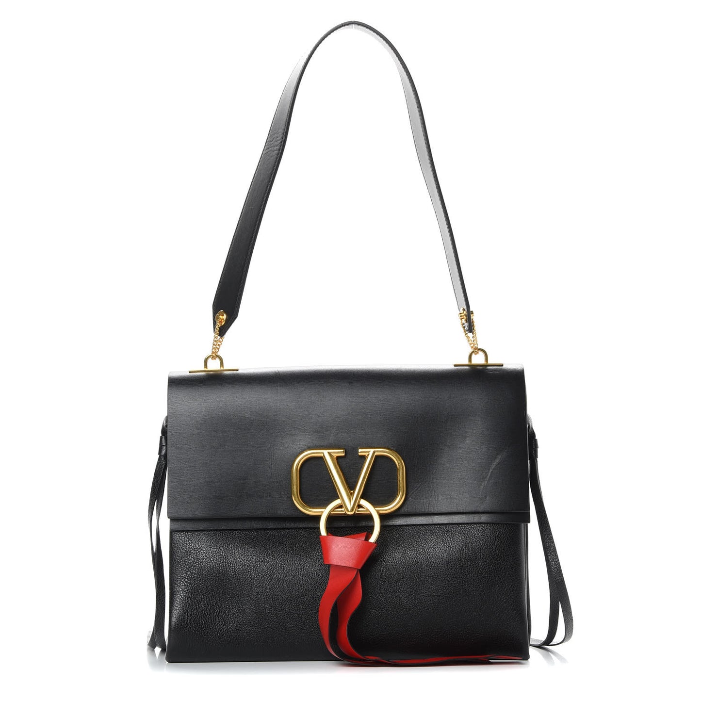 Smooth Calfskin Medium Vring Shoulder Bag Black