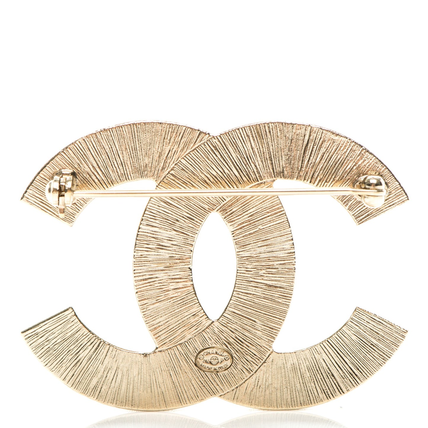 Metal Quilted CC Brooch Silver Gold