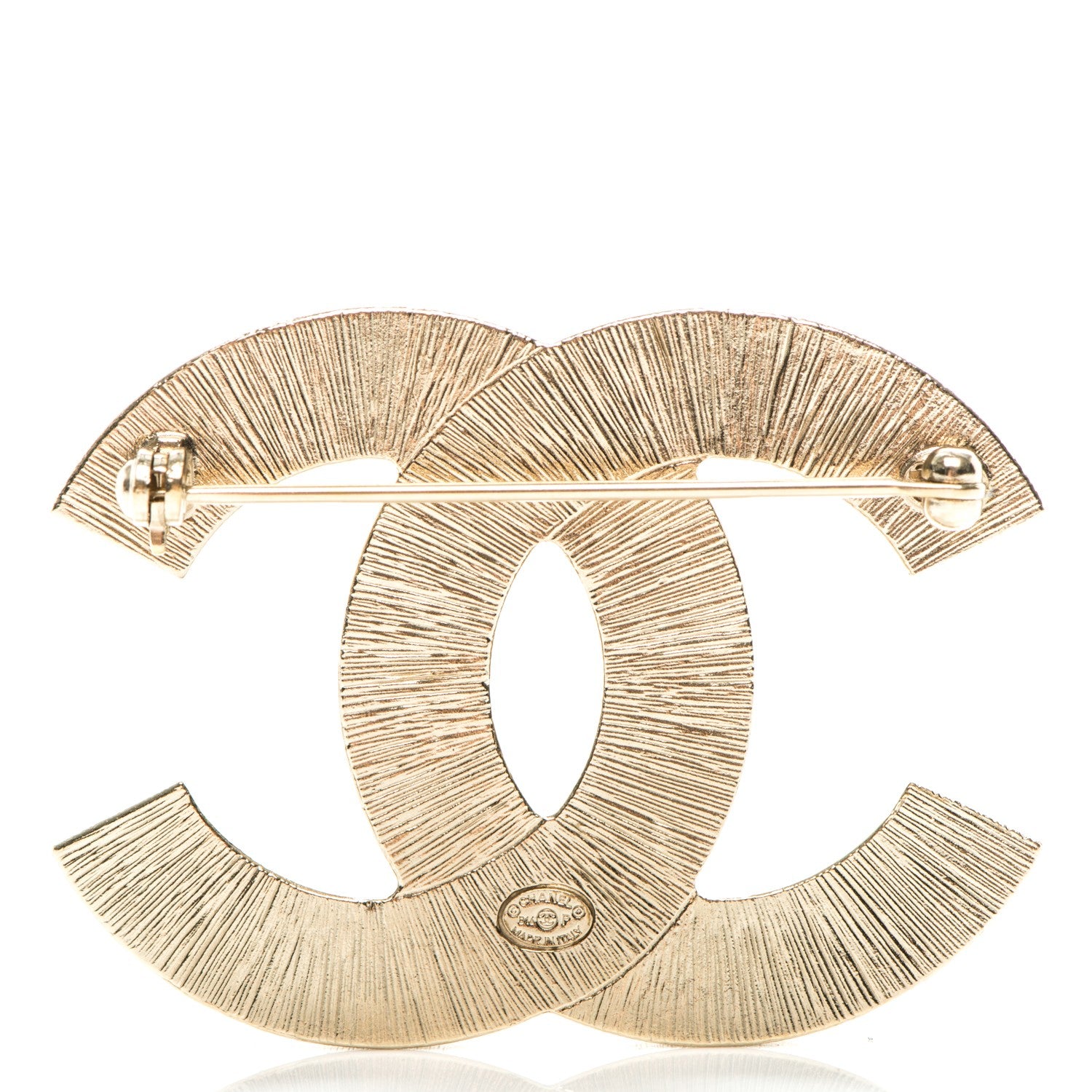Chanel Metal Quilted CC Brooch Silver Gold 3 of 4