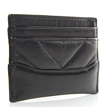 Chanel Aged Calfskin Chevron Quilted Gabrielle Card Holder Black 3 of 9