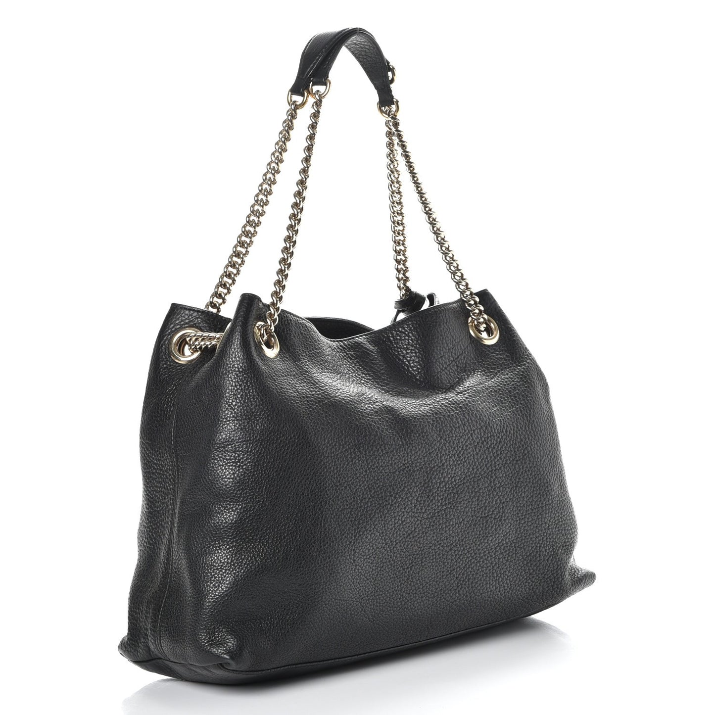 Pebbled Calfskin Medium Soho Chain Shoulder Bag Black