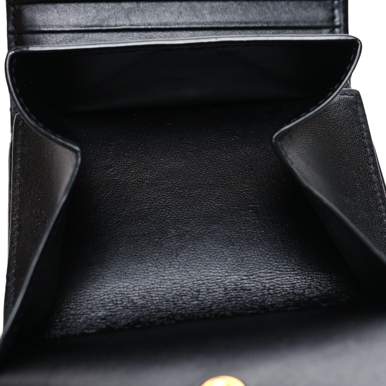 Saint Laurent Grain De Poudre Matelasse Chevron Monogram Compact Tri Fold Wallet Black 6 of 13