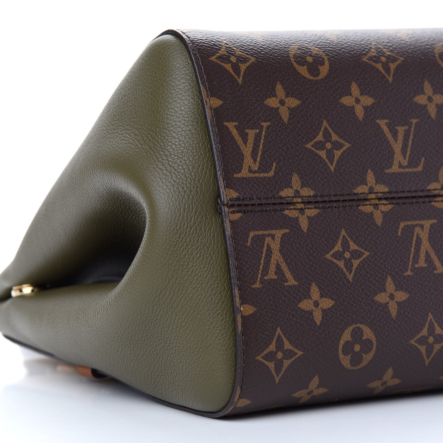 Louis Vuitton Calfskin Monogram Fold Tote PM Cream Khaki Black 7 of 8