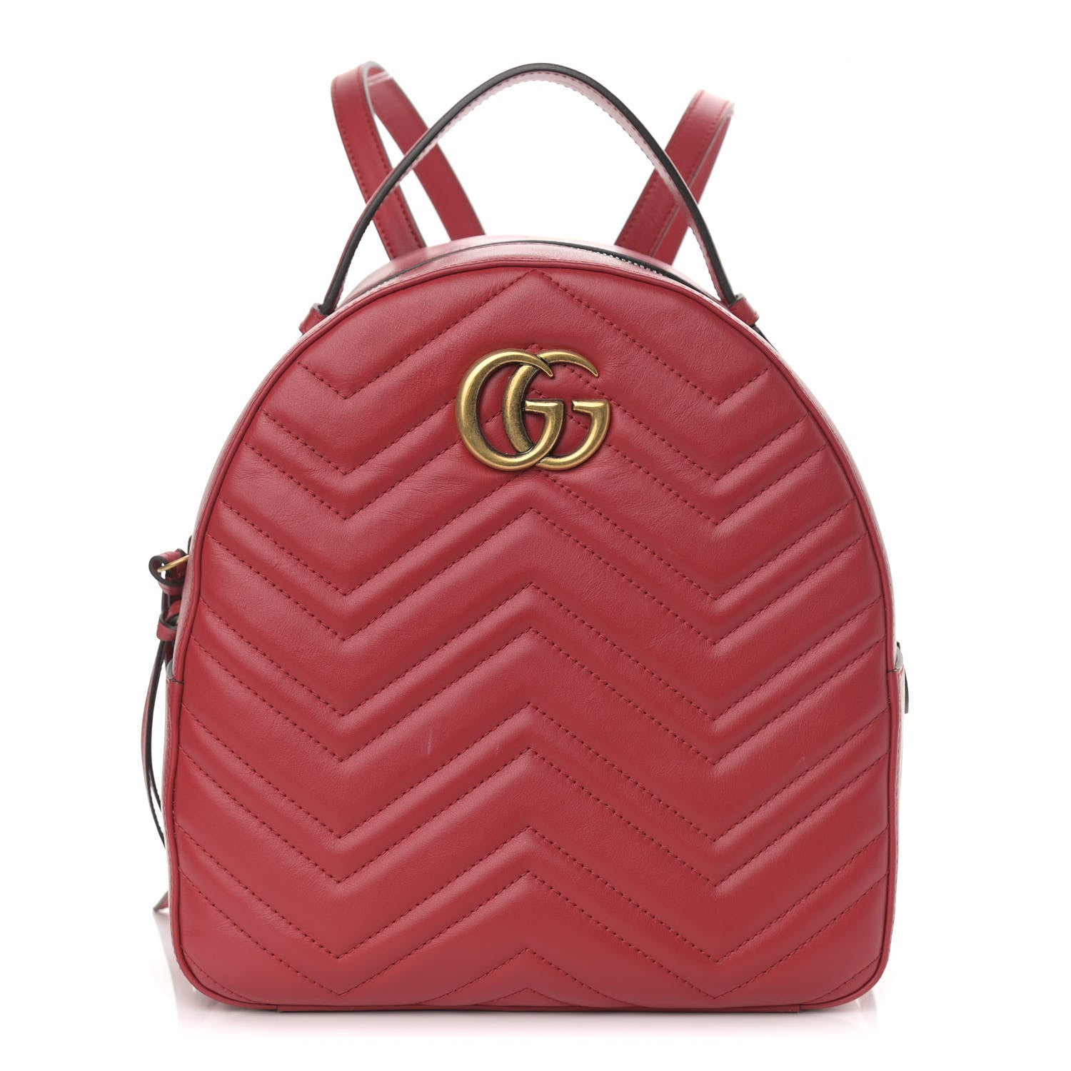 Gucci Calfskin Matelasse GG Marmont Dome Backpack Hibiscus Red 1 of 13