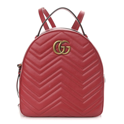 Gucci Calfskin Matelasse GG Marmont Dome Backpack Hibiscus Red 1 of 13